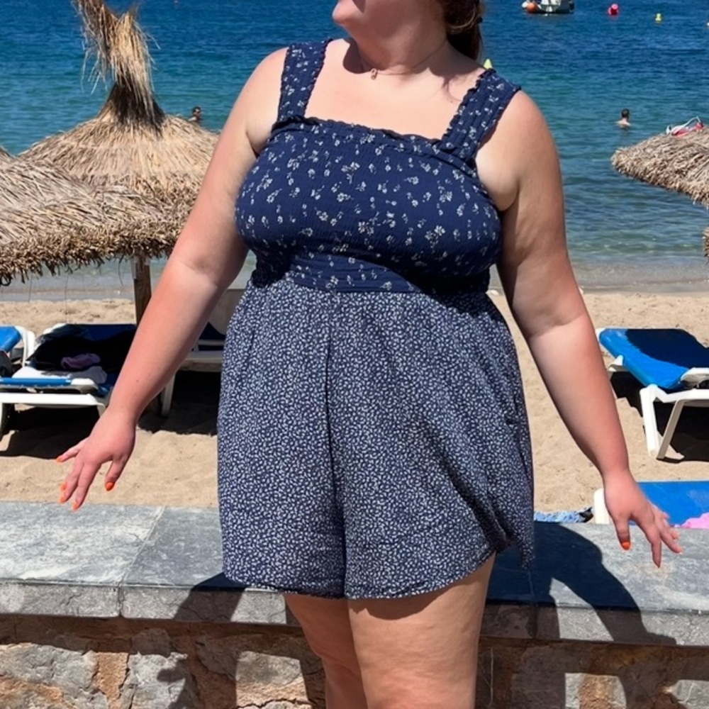 American Eagle Floral Smocked Romper